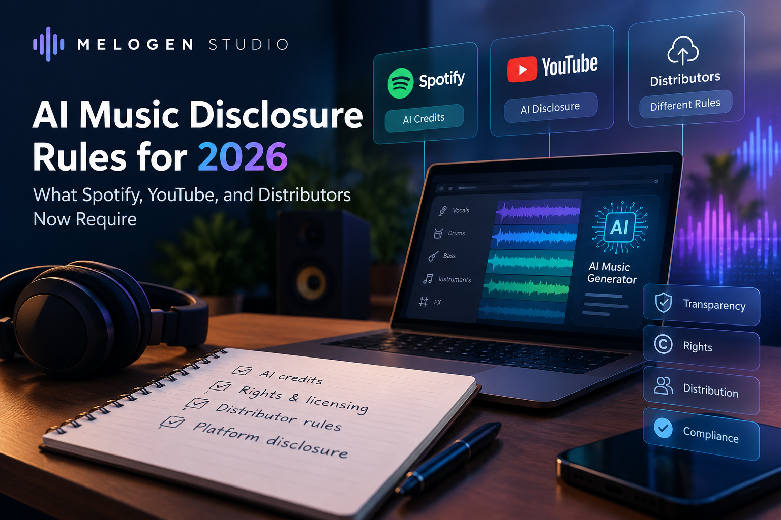 AI Music Disclosure Rules for 2026: What Spotify, YouTube, and Distributors Now Require